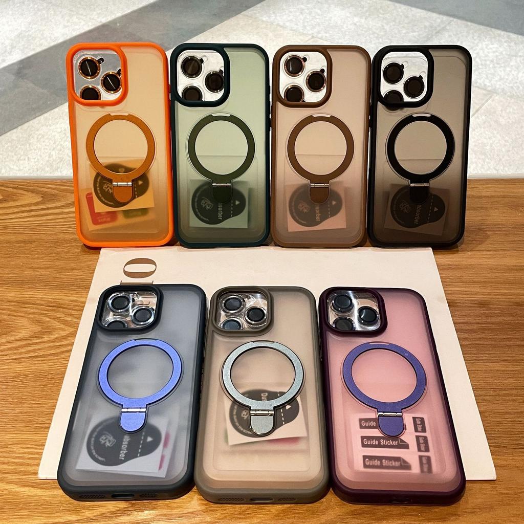 Apple 16PRO Metal Magnetic Suction Bracket Mobile Phone Case Matte iPhone17 Magnetic Suction Advanced Sense Protective Case Is Suitable for