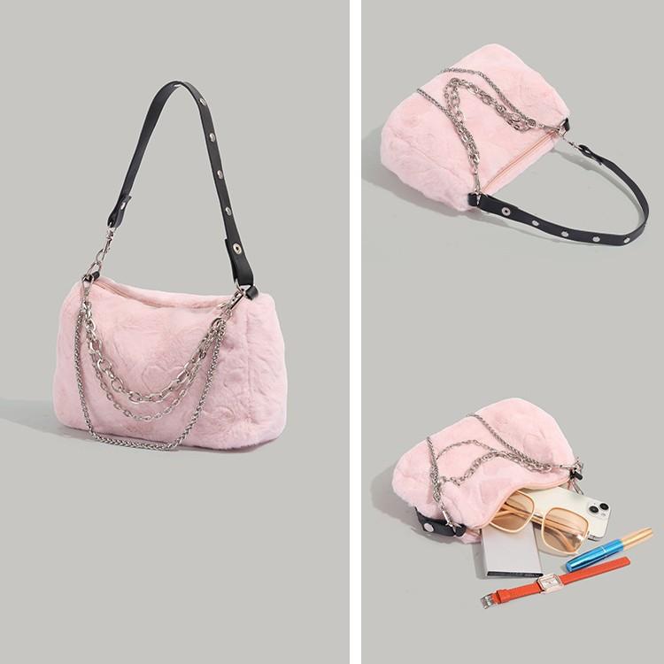 Baguette Underarm Bag Niche Fluffy Bag Autumn Winter New Bag Women Fluffy Shoulder Bag Ins Plush Crossbody Bag