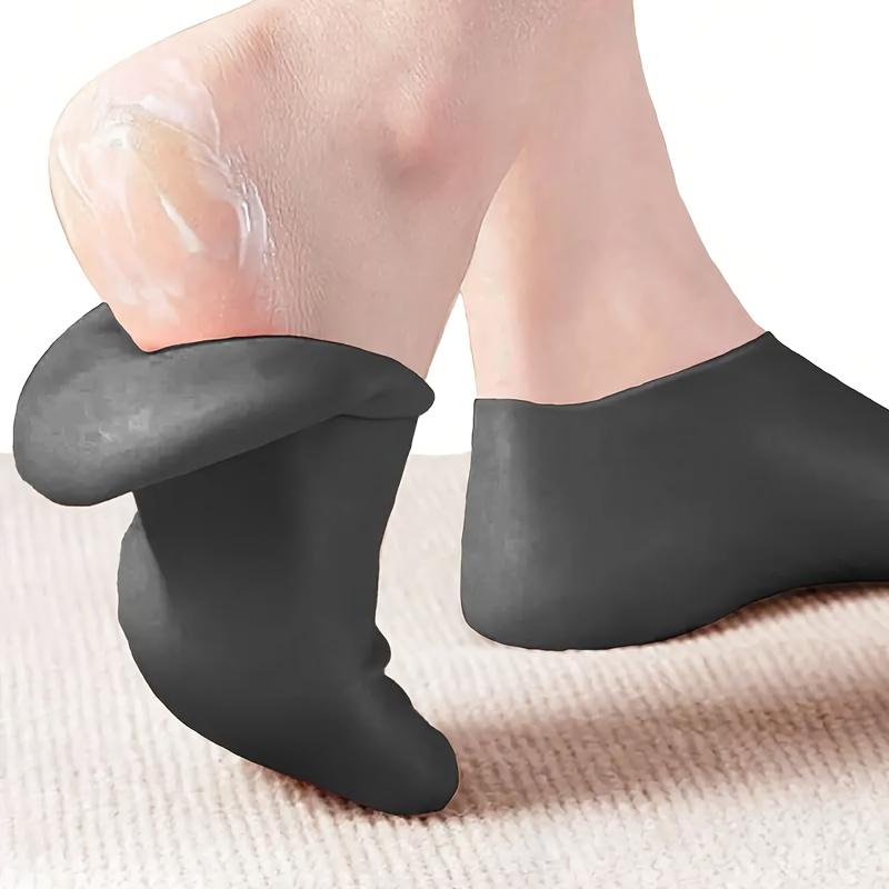 1 Pair Black Silicone Toe Socks, Women's Moisturizing Anti-cracking Foot Socks, Suitable for Dry Heels