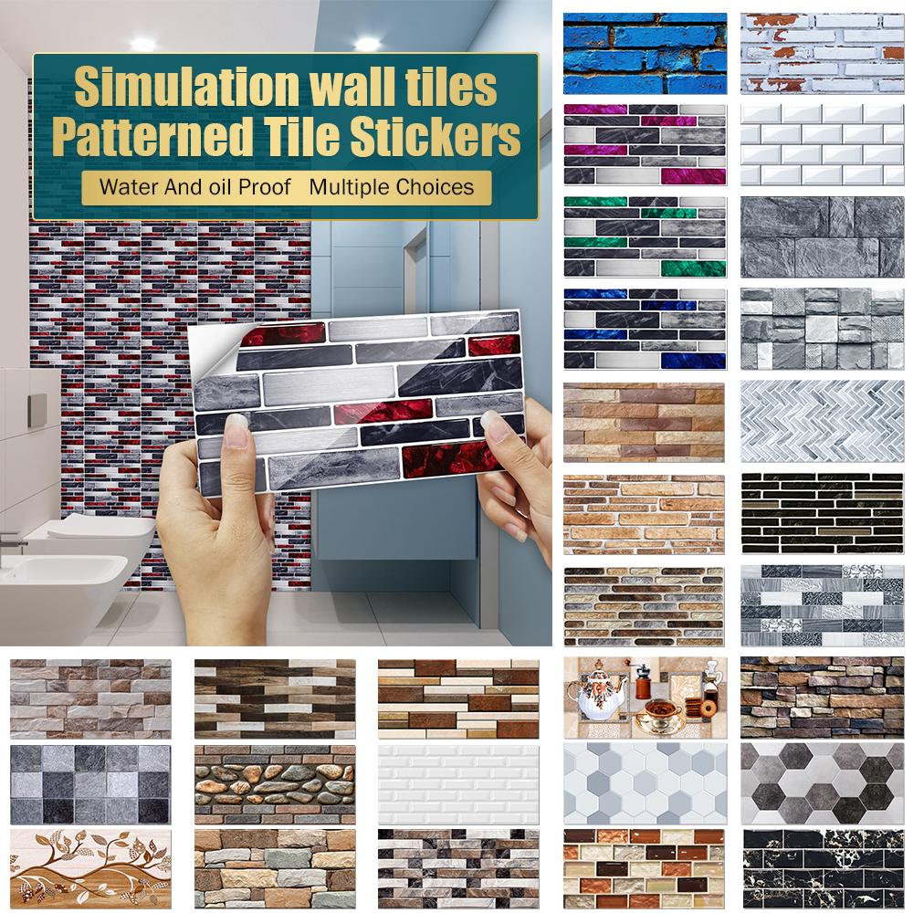 29 Styles Flat Marble Embossing Tiles Wall Sticker Kitchen Oil-proof Bathroom Waterproof Peel & Stick Hard Crystal Wallpaper