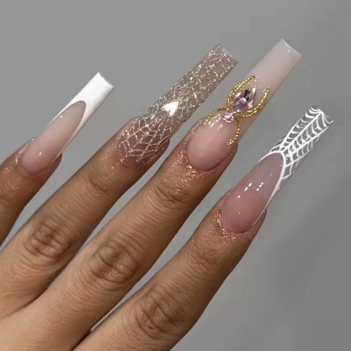 

Spider-Inspired Halloween Nail Patches - Reusable and Trendy False Nails