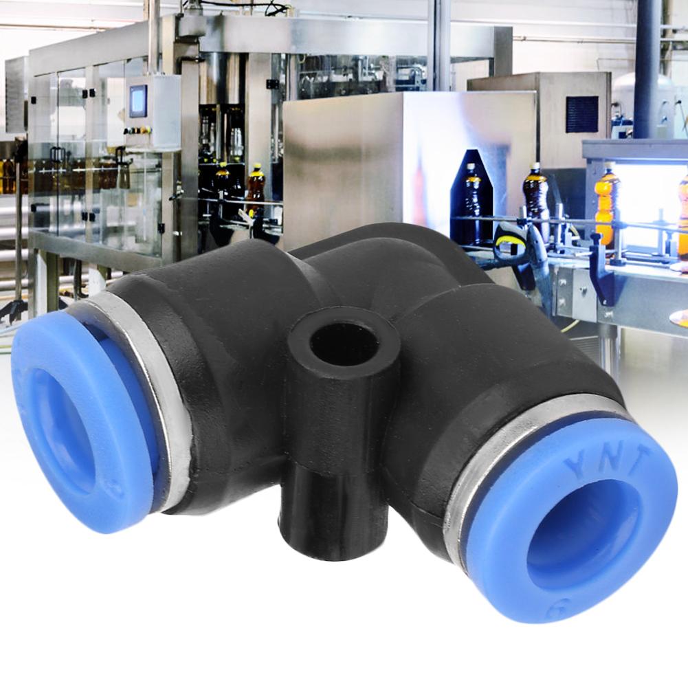 10 st Plast Jämnt Armbåge Snabbkoppling Pneumatisk Luftslang Rör Tryckkoppling PV6 (6 mm)