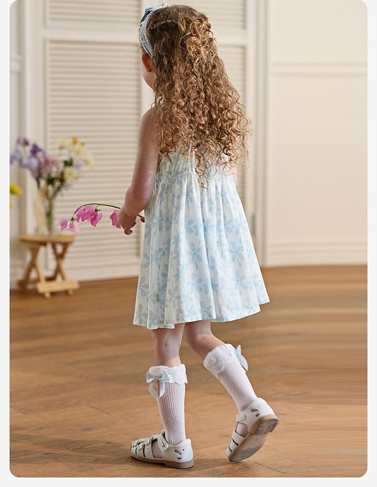 David Bella Girls' Lyocell Dress Summer New Children's Dress Baby Antibacterial Cool Strap Skirt