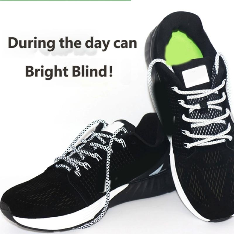 Reflective Polyester Shoelaces 120cm Long Anti Slip Woven Round Shoe Laces Replacement For Sneakers Casual Foowear