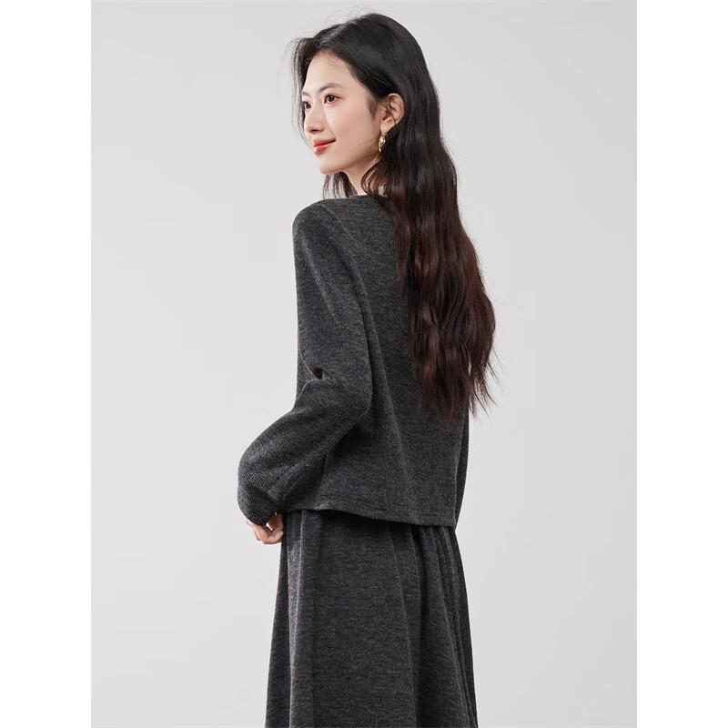 Damen Colorblock Strickoberteil mit Blütenblattkragen und langen Ärmeln