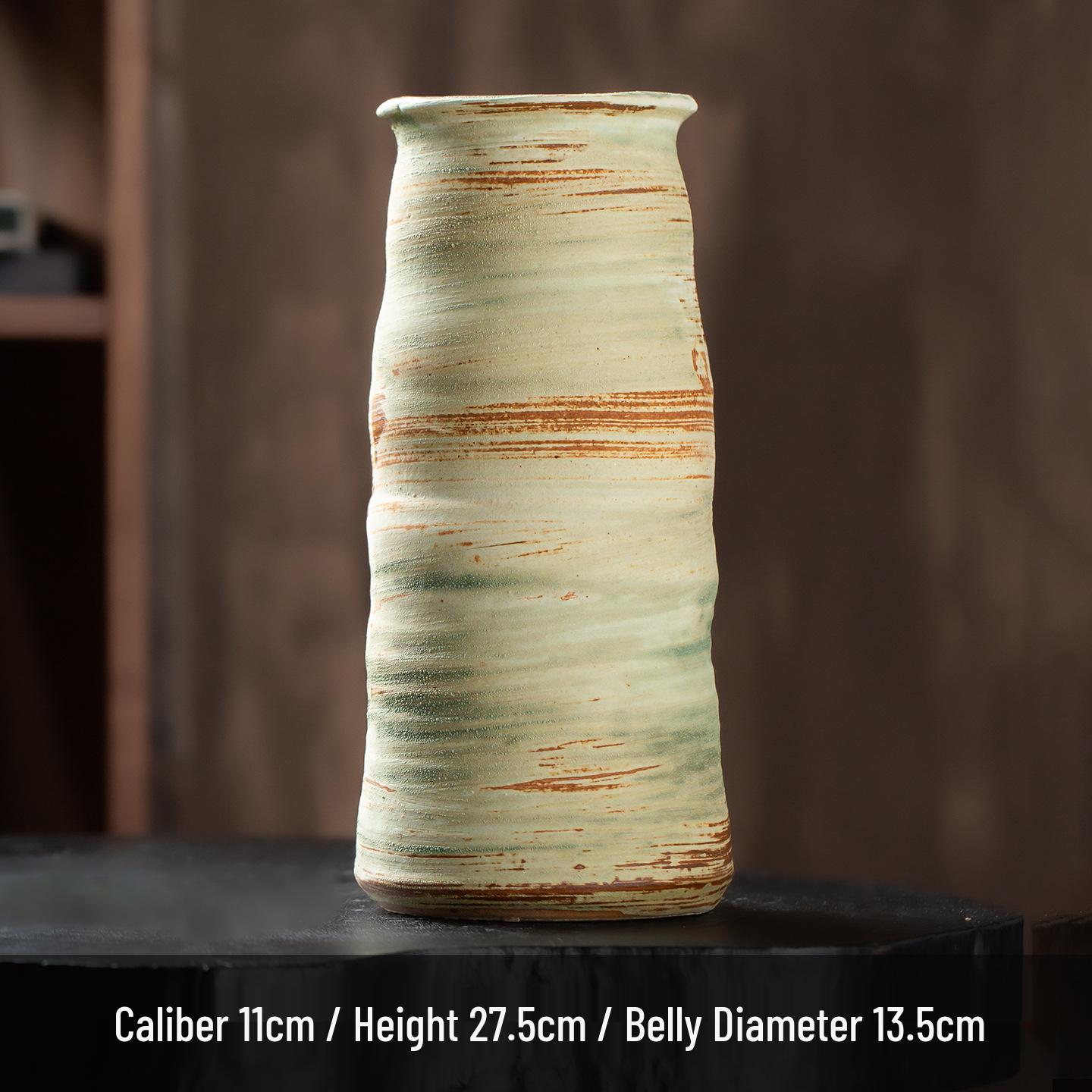 Wabi-Sabi Zen Vintage Ceramic Vase for Flower Arrangement - Coarse Pottery Ornament for Living Room or Dining Table.