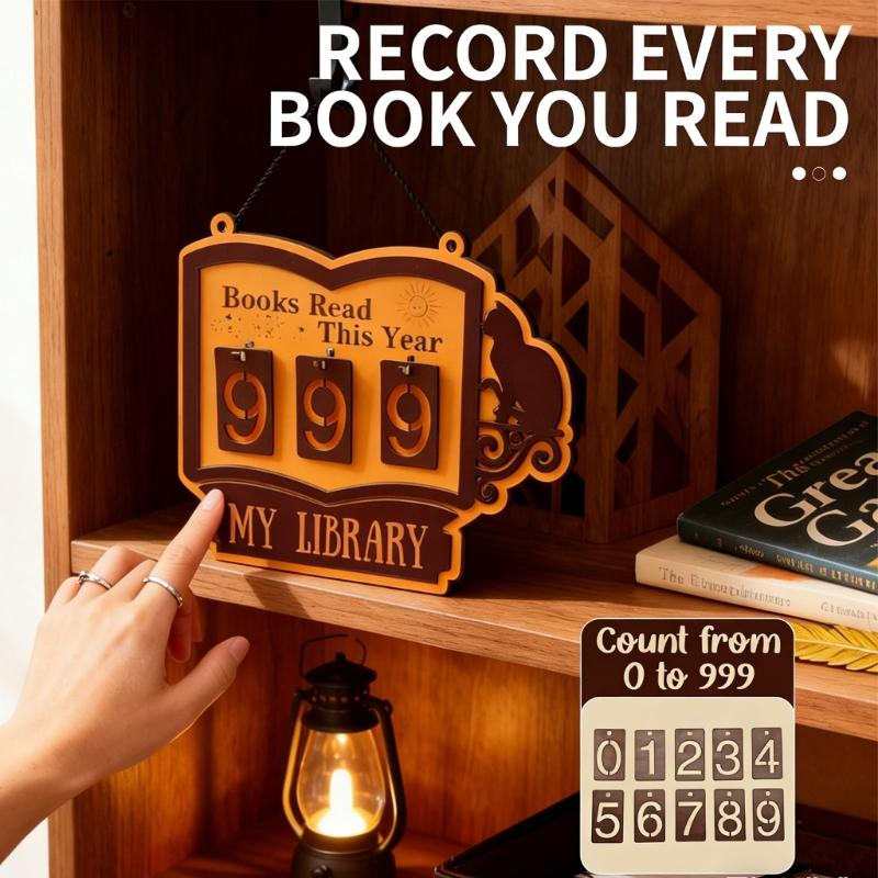 Bücherregal Dekorationen Buch Lesezähler für dieses Jahr, Herausforderungsgeschenk für Buchliebhaber, Interessantes Hängedekoration für Heimbibliothek