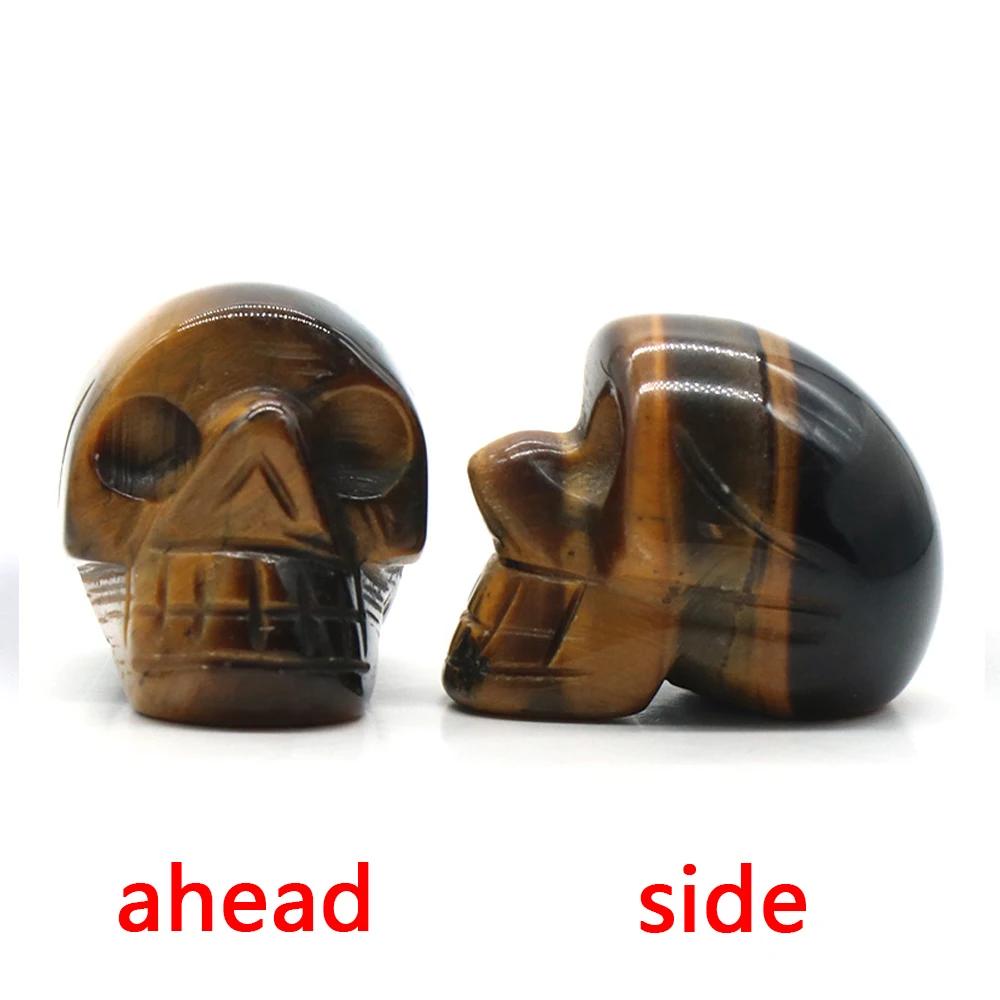 Natural Crystals Skulls Mineral Ghost Head Polished Carved Halloween Gift Desktop Home Decor Stone Crafts Skull Statues 14Colors