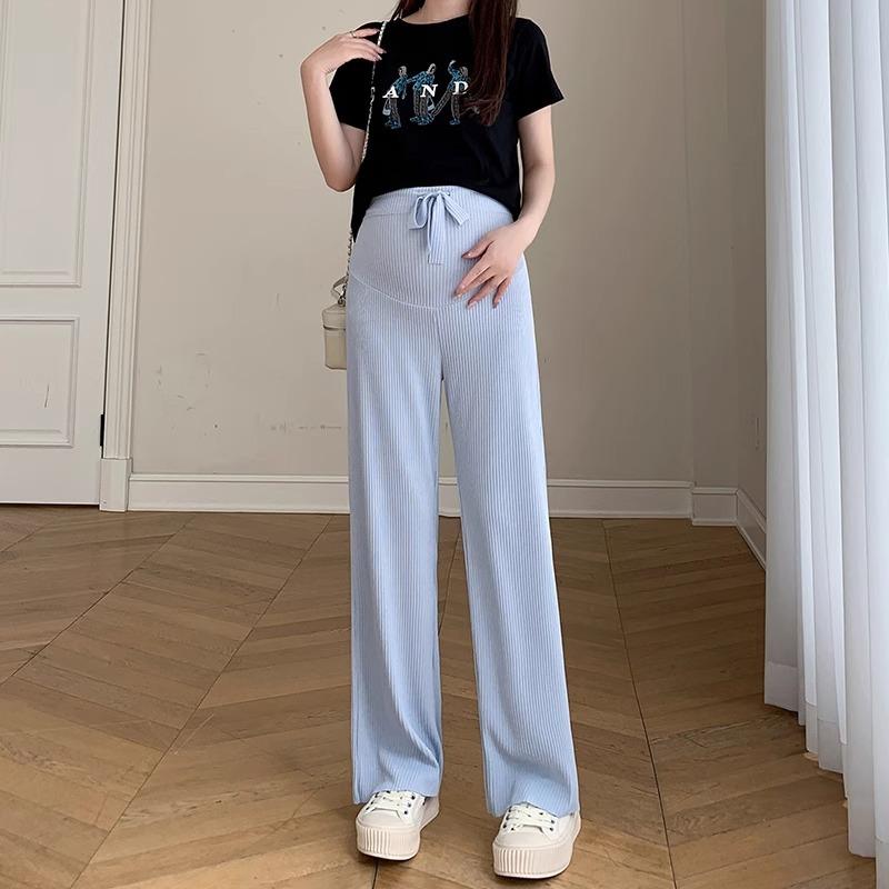 

Maternity casual pants summer thin outer wear does not restrain the belly ice silk wide leg pants large size fat mm maternity wear large size [suitable for 110-67.5kg] синий
