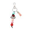 Silicone Beaded Bracelet Keychain with Tassel