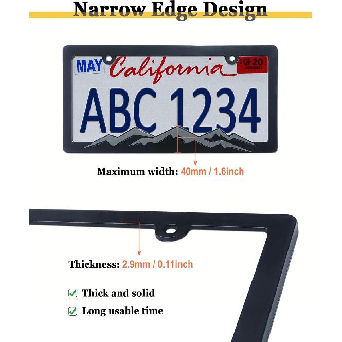 Mountain License Plate Frames- Gray on Black Mountain Raised, Plastic Car Gray