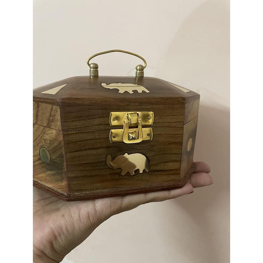 Handgefertigte Schmuckschatulle aus Holz für Frauen, Schmuck-Organizer, Elefanten-Dekor, Geschenke, Produkte, 6 Zoll