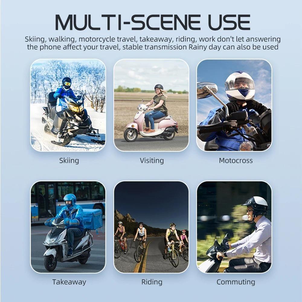 Motorcycle Helmet Headset Bluetooth 5.3 Intercom Headset Wireless Interphone Intercomunicador Waterproof Noise Reduction Voice Control Handsfree