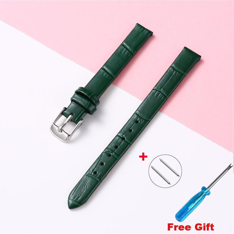 Leather Wath Strap 8mm 10mm 12mm 14mm 16mm 18mm 20mm Strap Genuine Leather Watch Bracelet Rose Gold Buckle with Tool