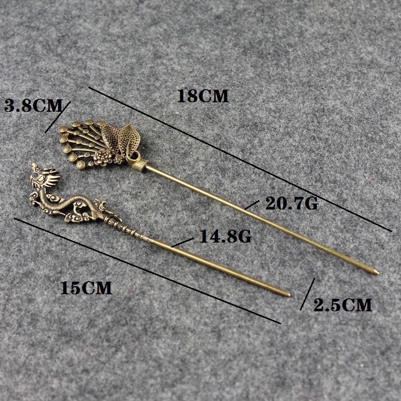 Valentine's Day gift Vintage dragon flowers Hair Clips Girls brass copper needle Hairpins Fashion Hairgrips Lady Elegance Tools
