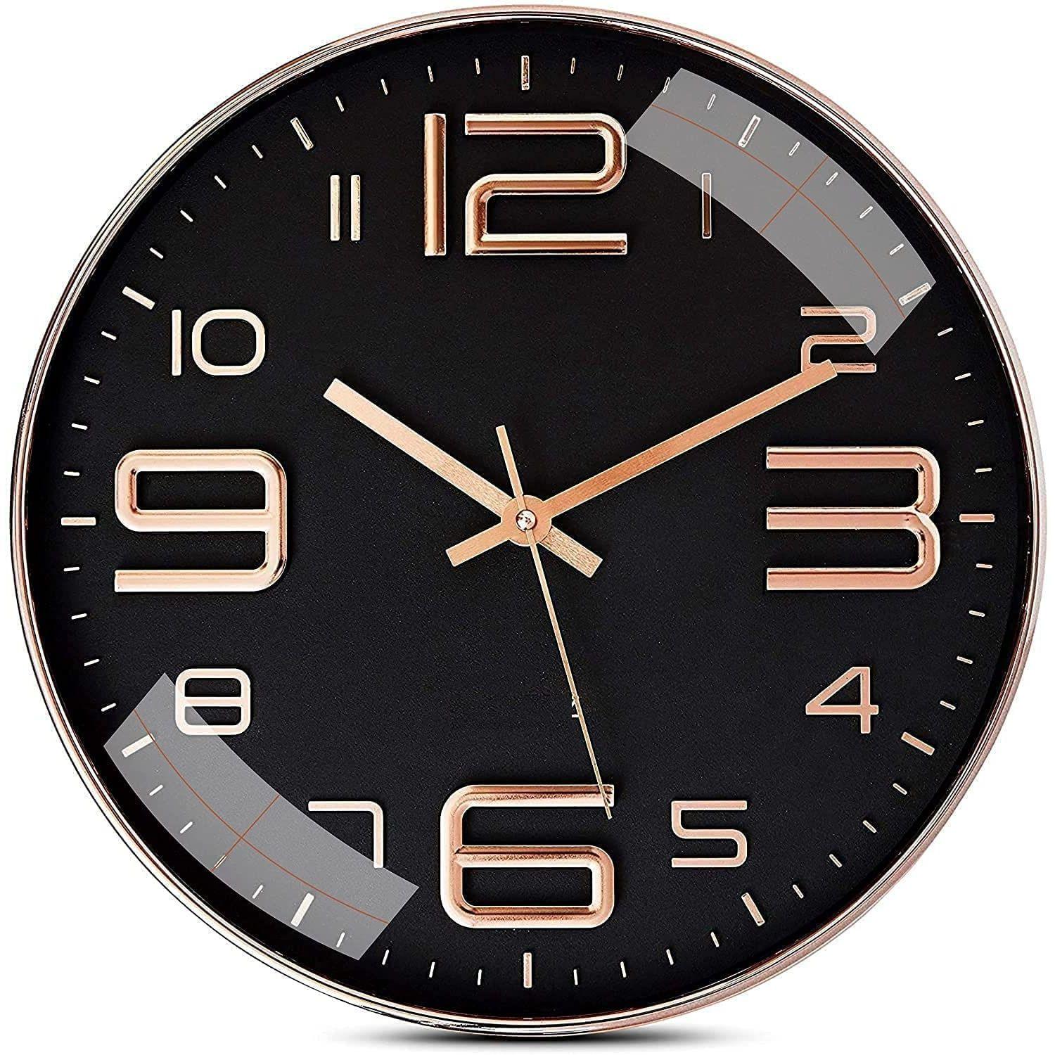 

Настенные часы 12 Бесшумные Кварцевые Декоративные Новейшие Настенные часы Бесшумные Классические часы Работающие от батарейки Круглые Легко читаемые Для комнаты/ чёрный