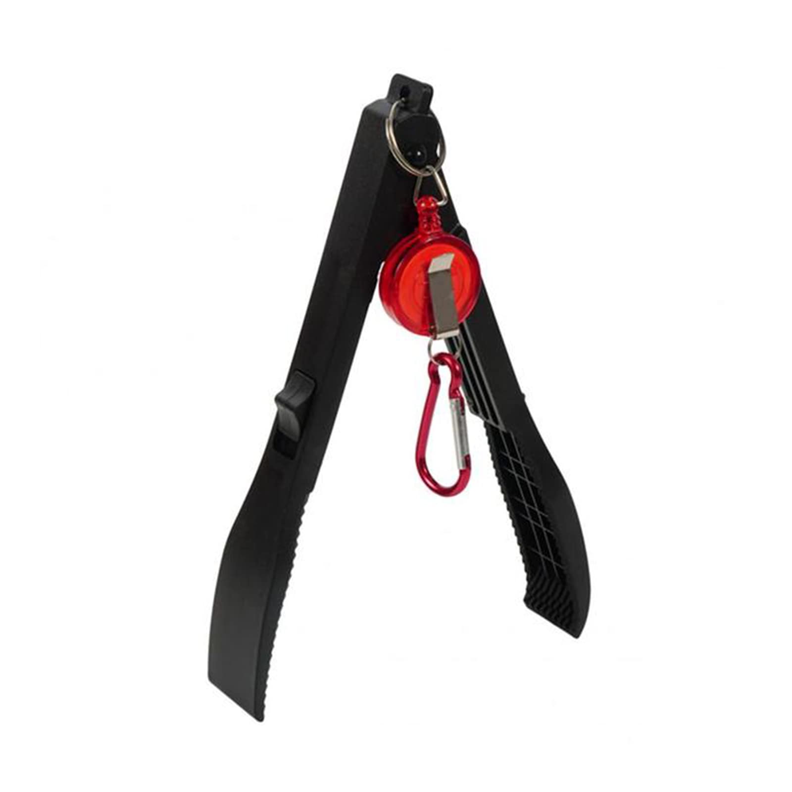 

Samcos Crocodile Grip Fish Grabber, Made of ABS Resin, Lightweight and Compact, with Carabiner, for Fishing (Black)