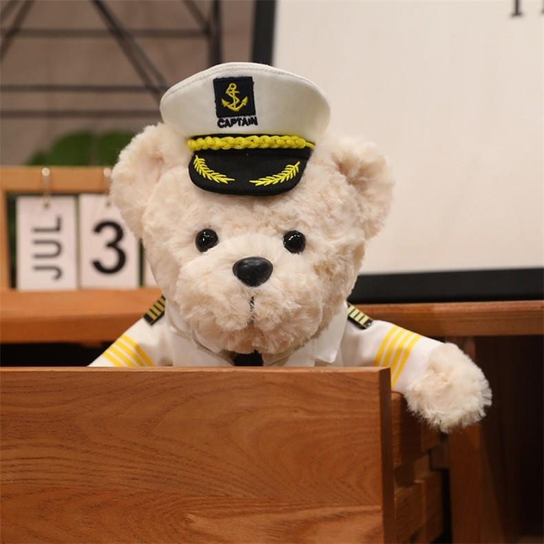 Plush Captain Teddy Bear Toy For Kids Soft Stuffed Animal Gift For Children