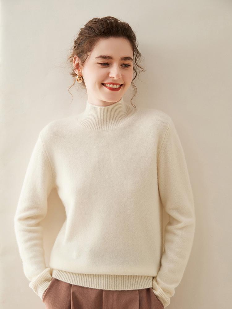 Autumn & Winter Women's Cashmere High-Neck Thick Knit Slim Pullover Sweater