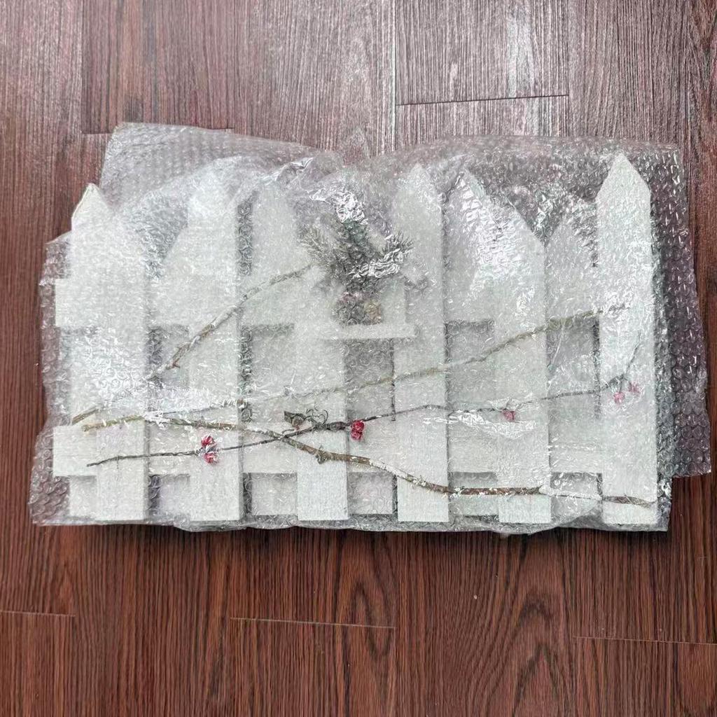 Popular Christmas Tree Skirt: Distressed White Wood Fence for Mall Window or Tabletop Decoration