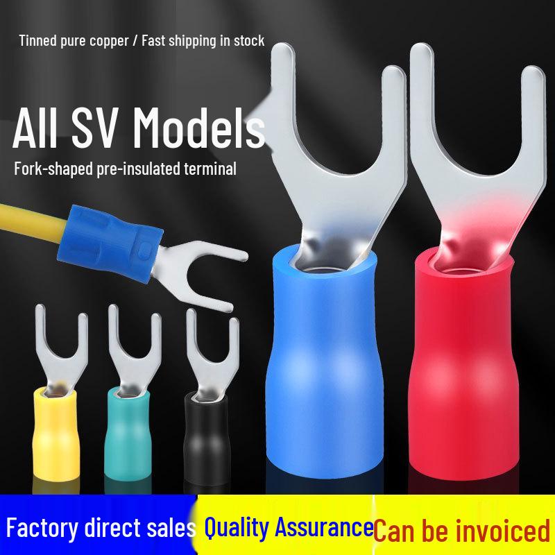 SV Insulated Spade and Fork Terminal Connector Y & U-shaped 1.25-3/4/5/6/8