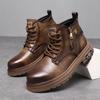 Fashion 2024 New British Style Ankle Boots Men Outdoor Shoes Cargo Wear Casual High Quality Leather Boots Men's Non-slip Motorized Boots
