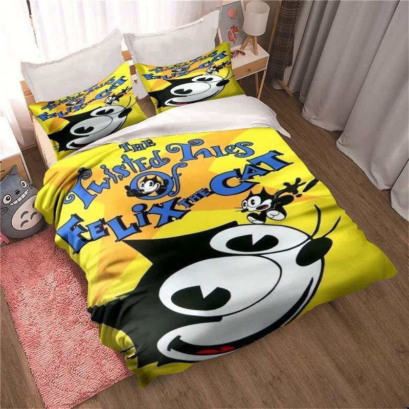 Fashion Cartoon Felix Cat Bedding Set Fashion 3D Printing Home Decoration Boy Girl King Size Bedding Set Quilt Cover Pillowcas
