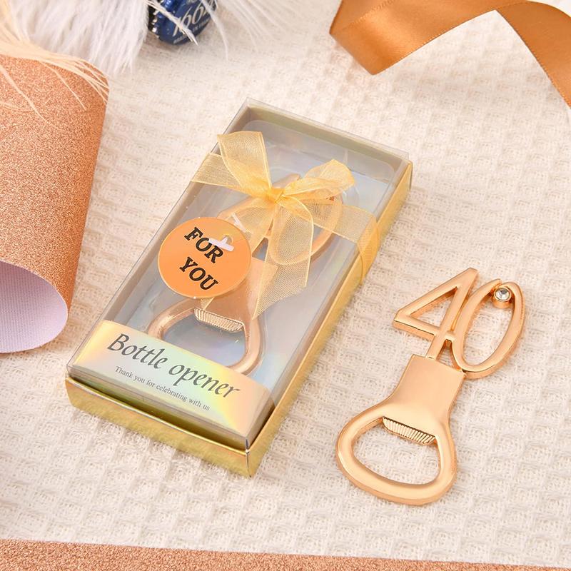 25Pcs Golden Bottle Openers, 40/60/70/80th Birthday Favors - Wedding Party Souvenirs Return Gifts for Guests