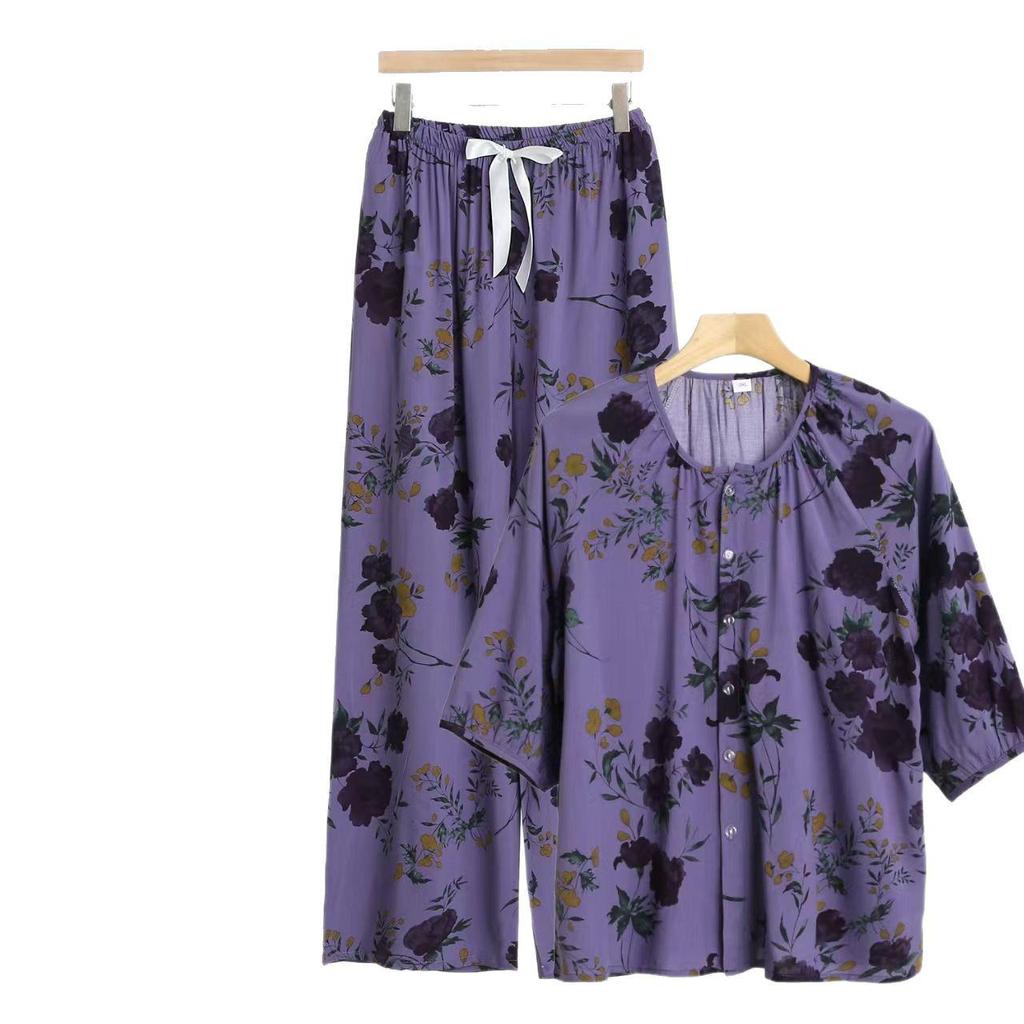 2025 Women's Floral Cotton & Linen Sun Protection Set - Shirt & Long Pants with Five-Sleeve Design