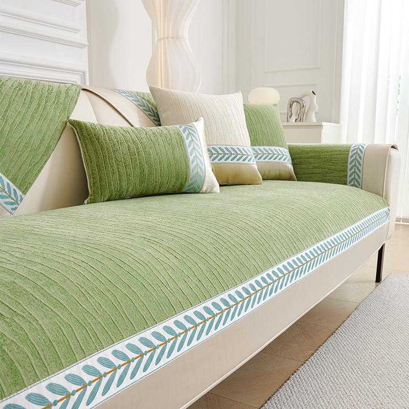 

Cream Leaf Wheat Sofa Cushion Universal In All Seasons New Chenille Seat Cushion Non-Slip Sofa Cover Cover Cloth 70*70cm