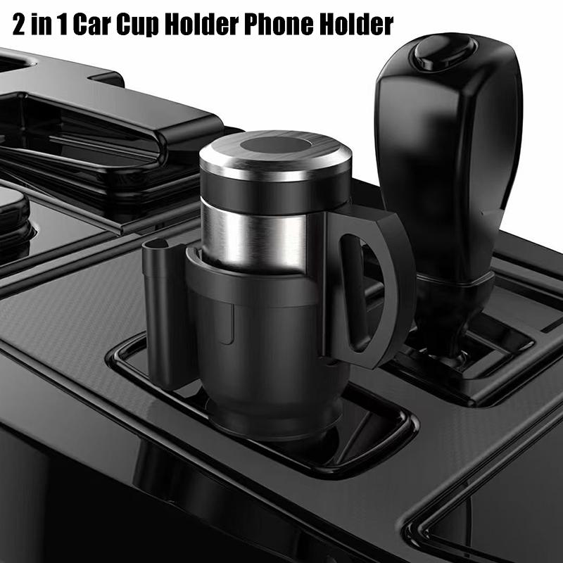 

2 In 1 Car Water Cup Holder With Mobile Phone Storage Stand Cup Holder Expander Adapter Multipurpose Bottle Cups Organizer Stand