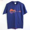 Port Company Blue T Shirt Tree Guitar Print Unisexs Size S Vintage Fashion Comfortable Slightly Top For Everyday Wear