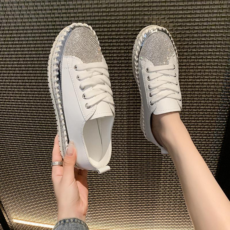 Fashion Luxury Silver Women's Shoes Women's Flat Shoes Designer Thick Sole Women's Sneakers Anti-Slip Casual Sneakers