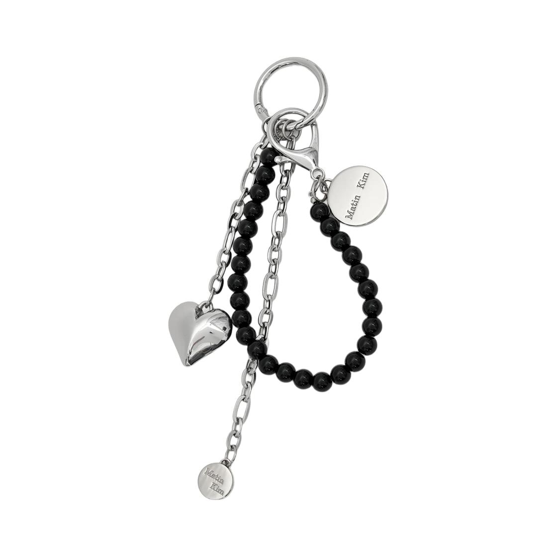 Matin Kim Matin Heart Charm Keyring In Black ONE SIZE
