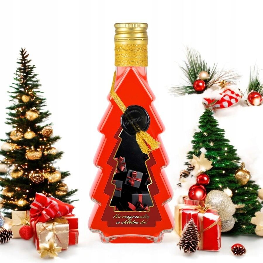 CHRISTMAS TREE Bottle 250ml HAND DECORATED Bottles for Liqueurs, Wines