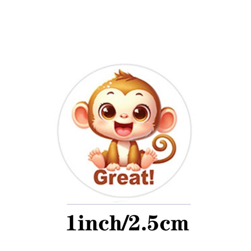 100-500Pcs Round Animal Cartoon Stickers For Envelope Encourage Scrapbook Reward Student Label Decals Office Stationery Sticker
