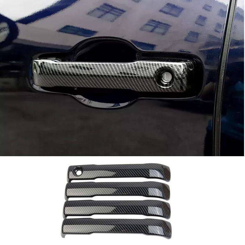 ABS Carbon Fiber Car Door Handles Cover Trim For Toyota Tundra 2022-2024