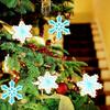 Winter Blue Snowflake Ornaments with Ropes Christmas Silicone Pendants Hanging Tree Decor for Home Party