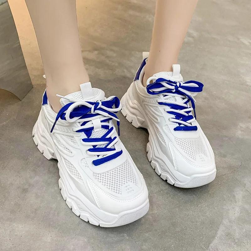 Dad's Shoes for Women 2024 New Mesh Breathable Thick Sole Height Increasing Casual Sports Women's Shoes Zapatillas De Deporte
