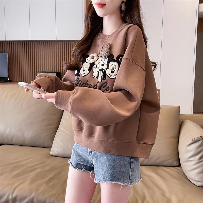 Women Casual Loose Long Sleeve Cropped Trendy Pullover Sweatshirt