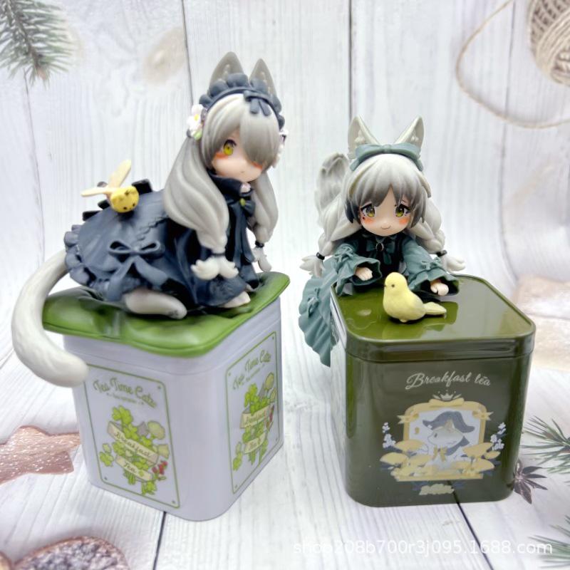RIBOSE Schattige Katze Calico Figur: Anime Teeparty Puppenornament
