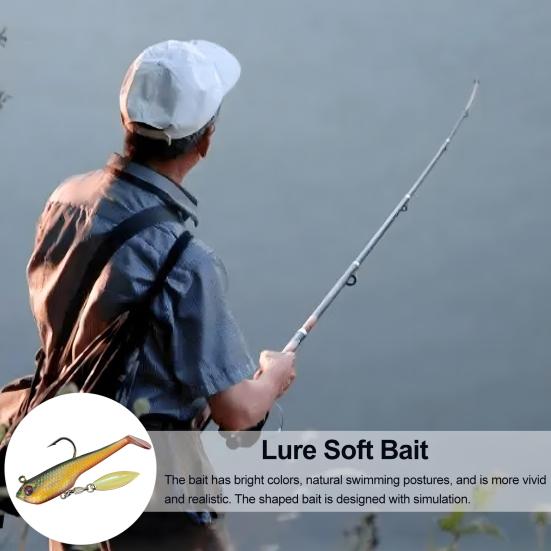 6Pcs Soft Fishing Lures Artificial Baits with Sharp Hook Realistic Looking Bright Color T-Tail Fake Baits Swimbait Fishing Tackle