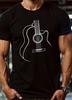 Unisexs Cotton Music Note Guitar Graphic Tshirt Black Relaxed Fit Round Neck Casual Gym Tee Ideal Musicians Gift Idea Tshirt