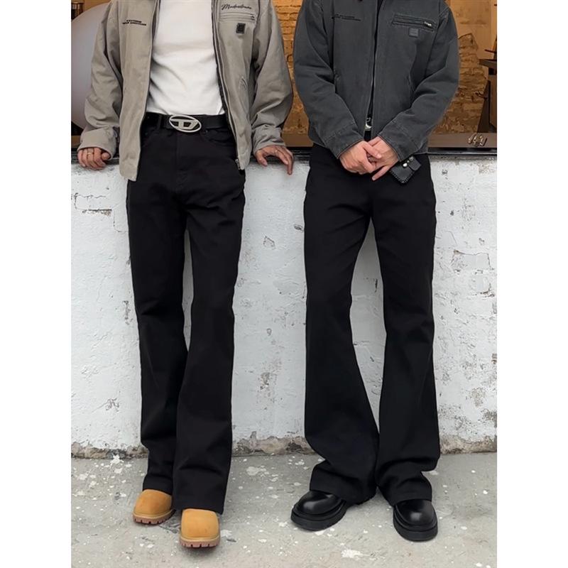 Men's Retro Black Bell Bottom Tall Soft Jeans