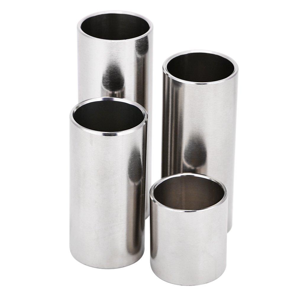 VGEBY Guitar Slides, Metal Guitar Slides, Tone Bars, Bass Slides, 4 Slides, Stainless Steel, Lightweight, Accessories