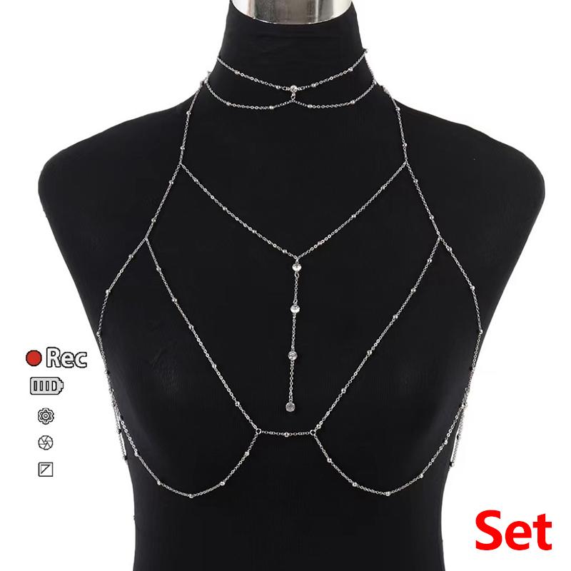 Sommer Sexy Brystkjede BH Bikini Metall Kroppskjede Smykker For Kvinner Strand Sele Kroppskjede Dekorasjon Smykker