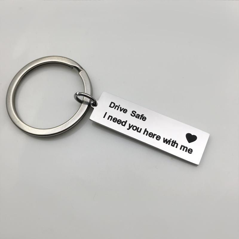 Drive Safe Stainless Steel Keychain Romantic Safety Reminder Stylish Car Key Pendant Practical Gift for Him