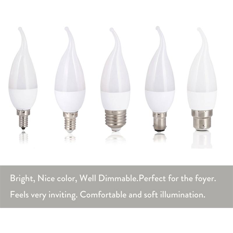 3W LED Flame Bulb E12 E14 B22 E26 E27 Living Room Candle Lamp 220V Decorative Lights Home 3000K/4500K/6500K White Lighting