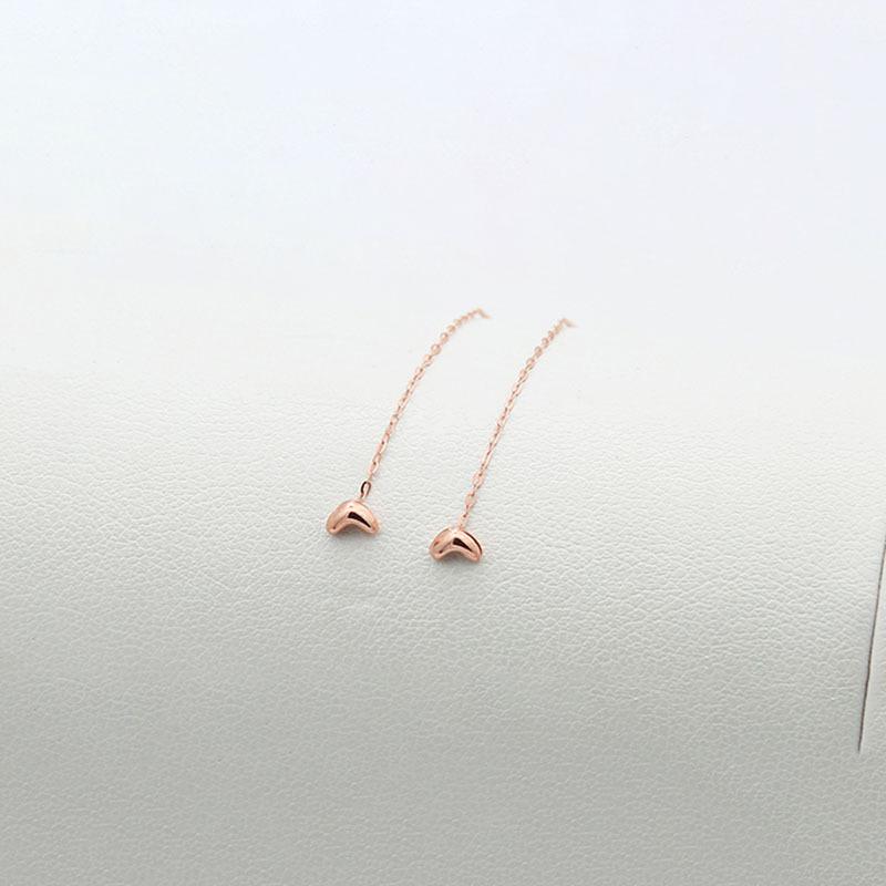 Exquisite Russian 585 Purple Gold Peach Heart Short Earphone Temperament Fashionable Rose Gold Plated Love Heart Earphone (total length 4cm)