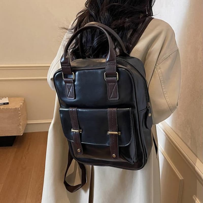 Japanese Fashion Solid Color Casual Backpack